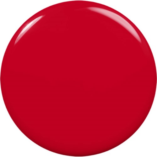 Een grote glanzende rode knop, rond en glad met een lichte reflectie bovenop.