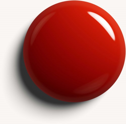A shiny red ball with a shadow on the left side.