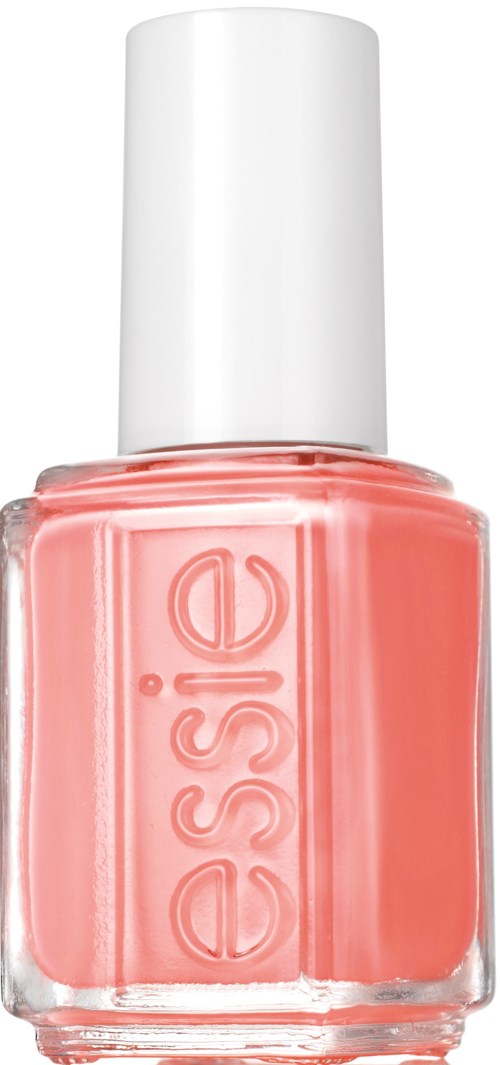 En flaska nagellack i rosa från märket Essie med vit kork.