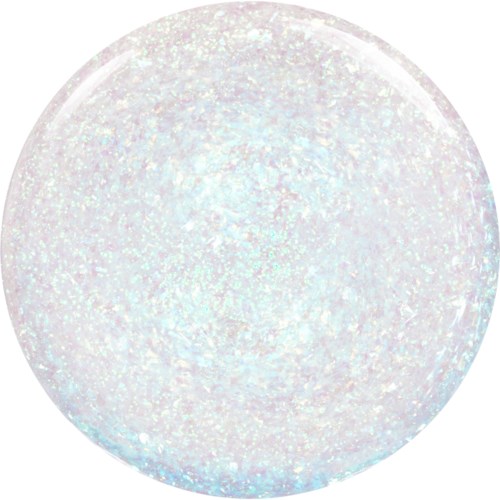 A round, shiny, iridescent ball with a glittery, pastel-colored surface.