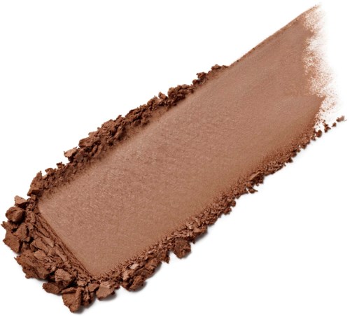 Swatch of brown eyeshadow with crumbled edges and smooth center.