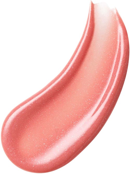 A peach-colored lip gloss with a shimmery finish.