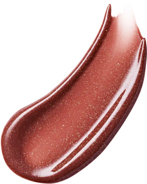 A swatch of shimmery bronze lipstick or gloss with fine gold sparkle.