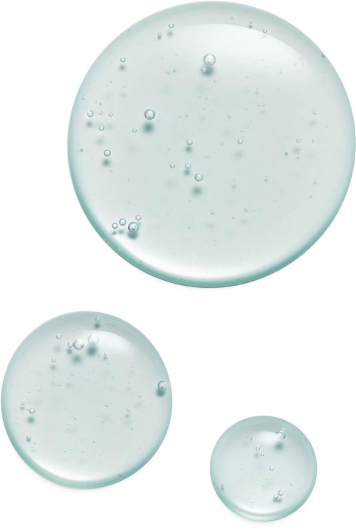 Drie heldere cirkels met kleine bubbels erin, in verschillende maten, zwevend op een witte achtergrond.