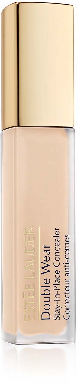 A beige liquid concealer in a clear bottle with a gold cap and gold text. It is from Estée Lauder.