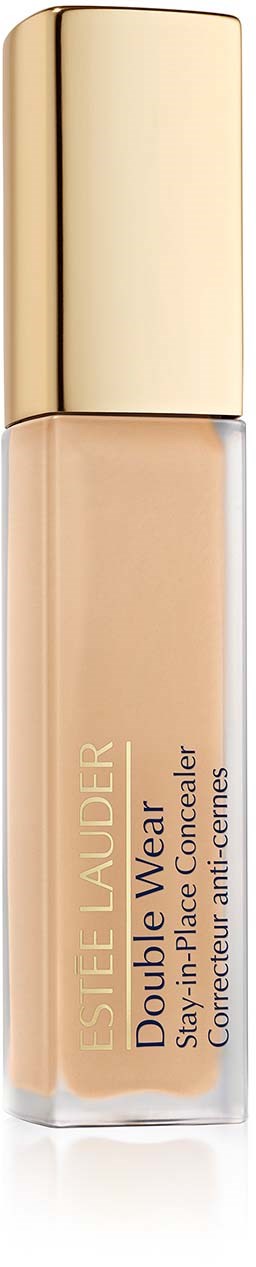 A beige liquid concealer with a gold cap from Estée Lauder, labeled as Double Wear Stay-in-Place.