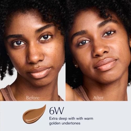 Side-by-side photos showing a woman's before and after skincare, highlighting skin texture and tone improvement.