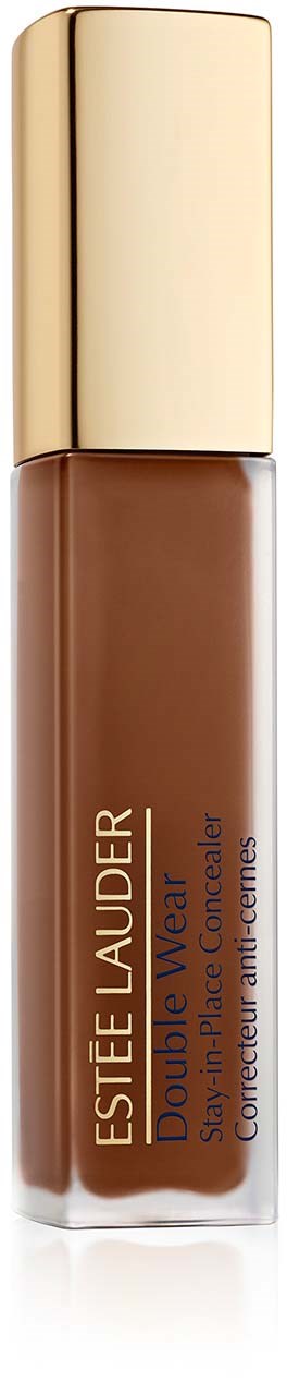 Een lippenstiftfles met een gouden dop en bruin lippenstift binnen.