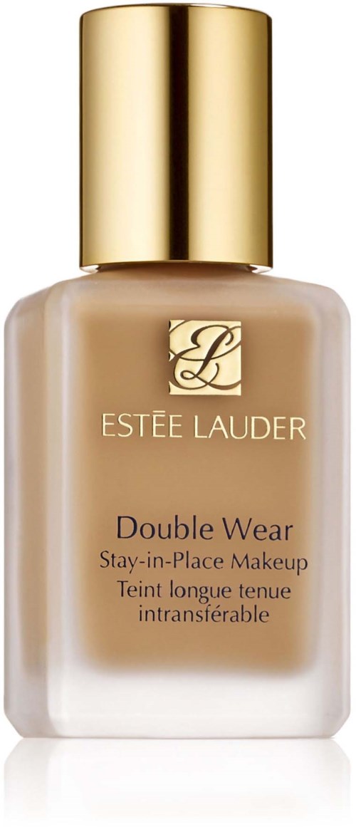En beige-foundationsflaska med guldlock, märkt Estée Lauder Double Wear.