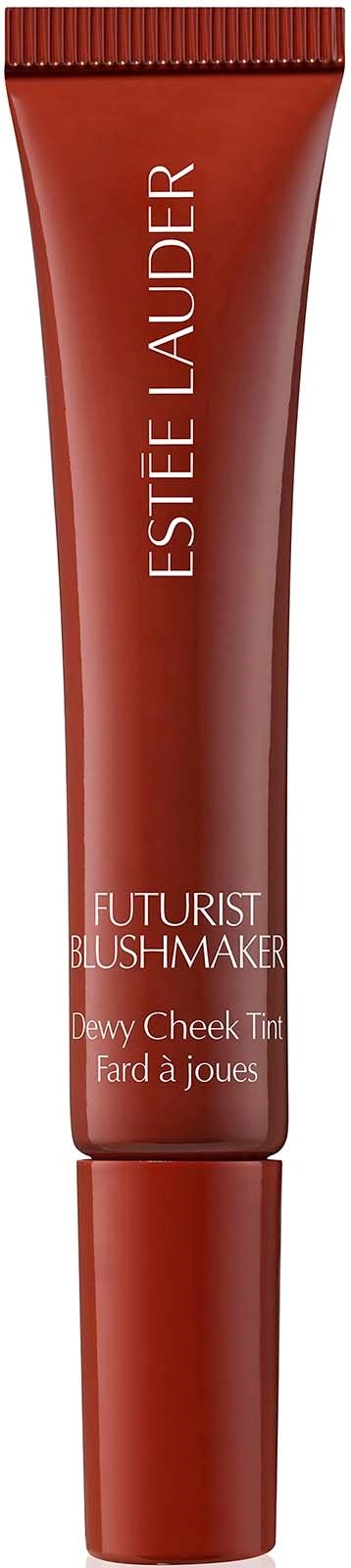 Rode tube van Estée Lauder blush met tekst over Dewy Cheek Tint.