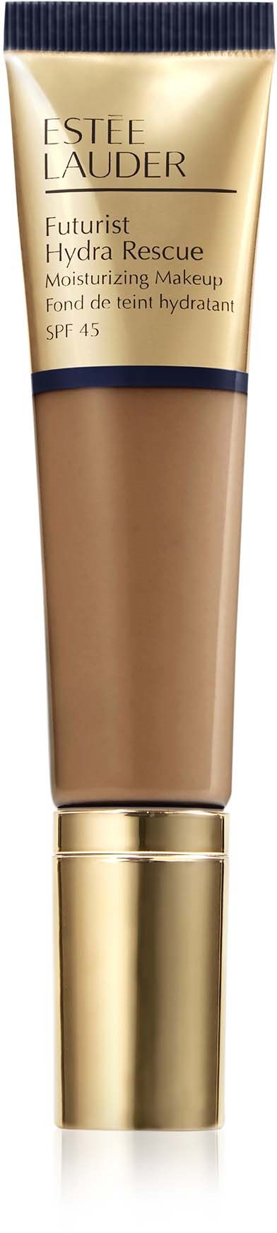 A tube of Estée Lauder Futurist Hydra Rescue Moisturizing Makeup with SPF 45.