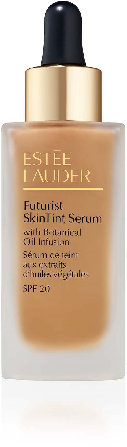 Eine Flasche Estee Lauder Futurist SkinTint Serum mit botanischer ÖlInfusion und SPF 20.