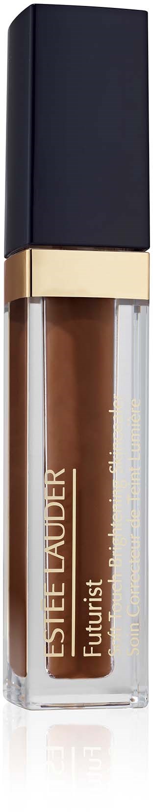 Een tube van Estée Lauder lippenstift, bruin, met zwarte en gouden dop.
