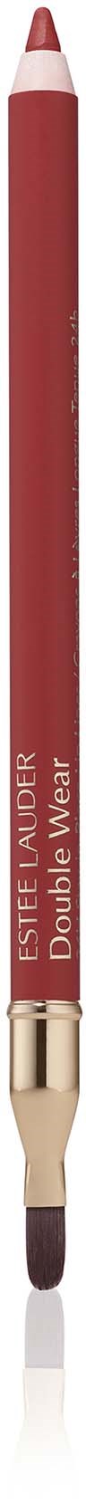 Een rood make-uppen met goud en witte details, met de tekst 'Estée Lauder Double Wear'.