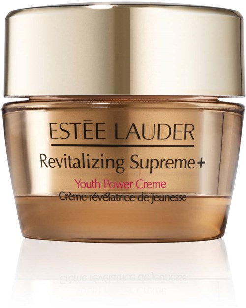 Een potje met Estée Lauder Revitalizing Supreme+ Youth Power Creme met een gouden deksel.