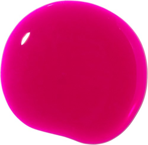 Een glanzend, roze, rond voorwerp met glad oppervlak en heldere reflectie.
