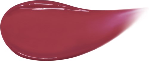 A red, glossy, teardrop-shaped object with smooth, shiny surface.