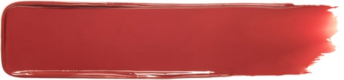 Red lipstick smear with a shiny, smooth surface, fading at the edges.