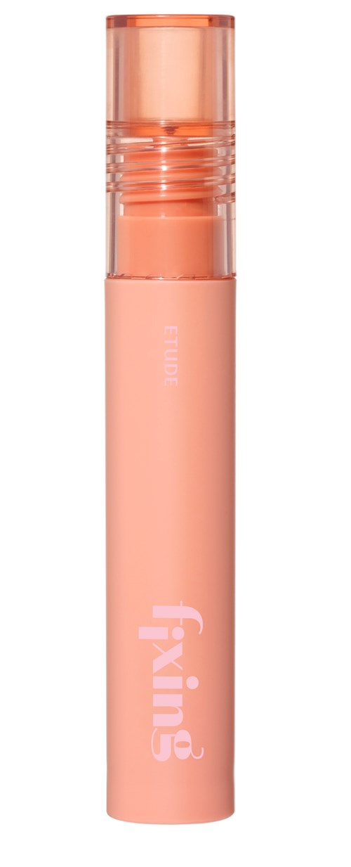 A pink cylindrical lip gloss tube with a transparent cap and the word 'Fling' written on it.