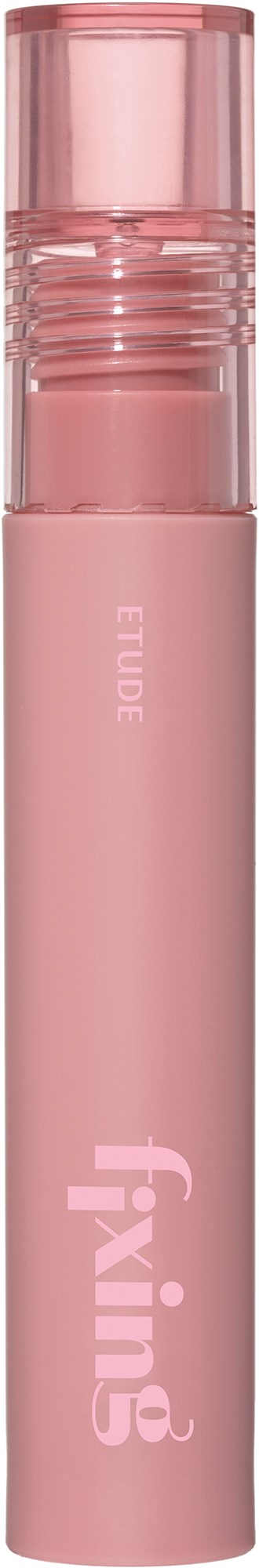A pink bottle with a clear cap, labeled with the word 'fixing' and a small logo.