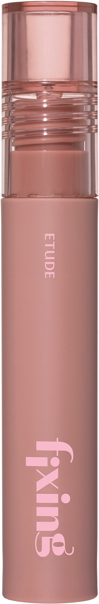 A pink lipstick with a clear cap and the words 'Fitting' and 'Eudé' on it.