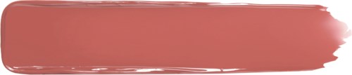 A shiny, red paint stroke with rough edges on a plain background.