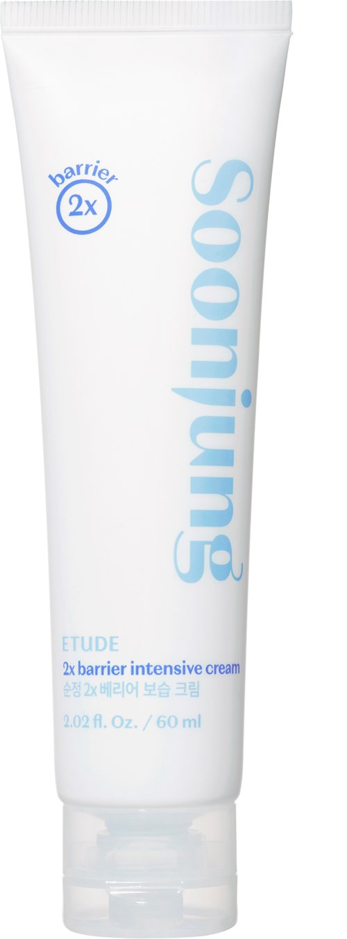 Buis van ondoorzichtige crème met blauwe tekst, zegt dat het een barrièreforte crème is, twee keer zo sterk, 60 ml.