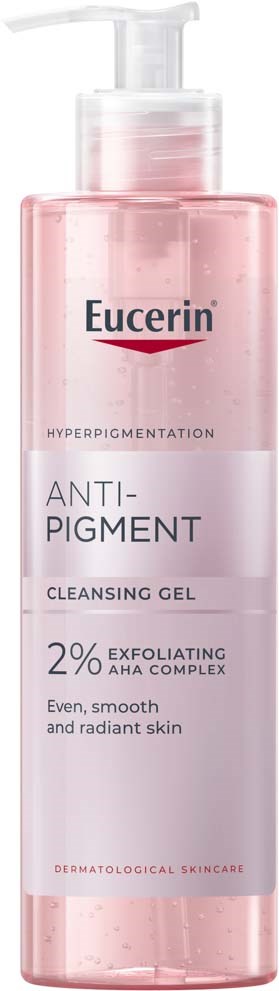Roze reinigingsgel met pomp, Eucerin Anti-Pigment, voor egale en stralende huid.