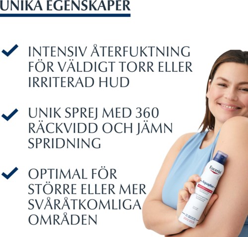 Text beschreibt Hautvorteile mit Häkchen und einer lächelnden Frau, die ein Produkt hält.