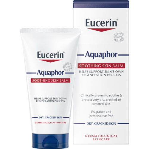 Eucerin Aquaphor verzachtende huidbalsem voor droge, gebarsten huid, helpt huid genezen en beschermen.