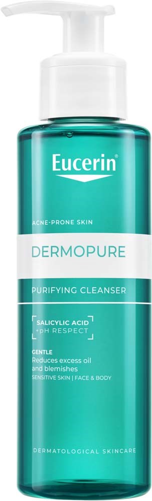 Eucerin Dermopure Reinigung für zu Akne neigende, empfindliche Haut, reduziert überschüssiges Öl und Unreinheiten.