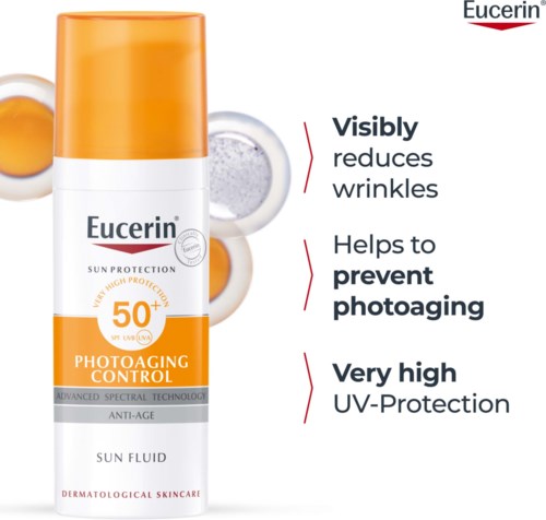 Eucerin Sonnenschutzcreme reduziert Falten, verhindert Photoaging und bietet sehr hohen UV-Schutz.