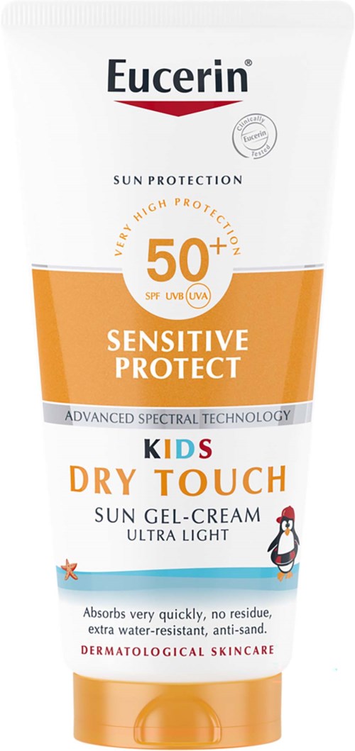 Eucerin Kids Dry Touch Sensitive Protect sun gel-cream, SPF 50+, ultra light, for children's skin.