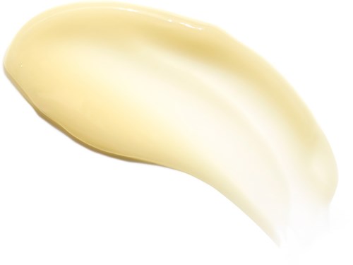 Ein Klecks dicke, cremige weiße Substanz, möglicherweise Lotion oder Creme, in Wellenform.