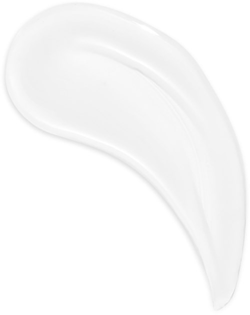 Eine weiße Creme oder Lotion in einer bogenförmigen Form auf weißen Hintergrund.