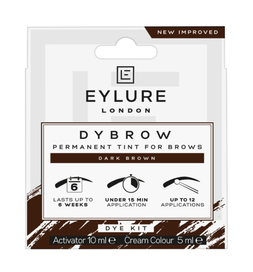 Eylure London Augenbrauen-Färbesatz, dunkelbraun, hält bis zu 6 Wochen, schnelle Anwendung, inklusive Aktivator und Creme.