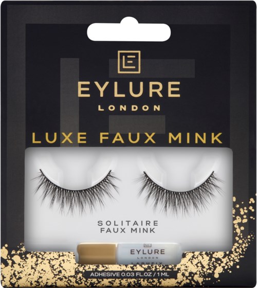 Eylure London Luxe Faux Mink tekoripset ja piilolinteen liima pakkauksessa.