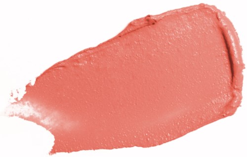 Streep van rozeachtig-beige make-up of crème met een ietwat oneffen rand en glanzend oppervlak.