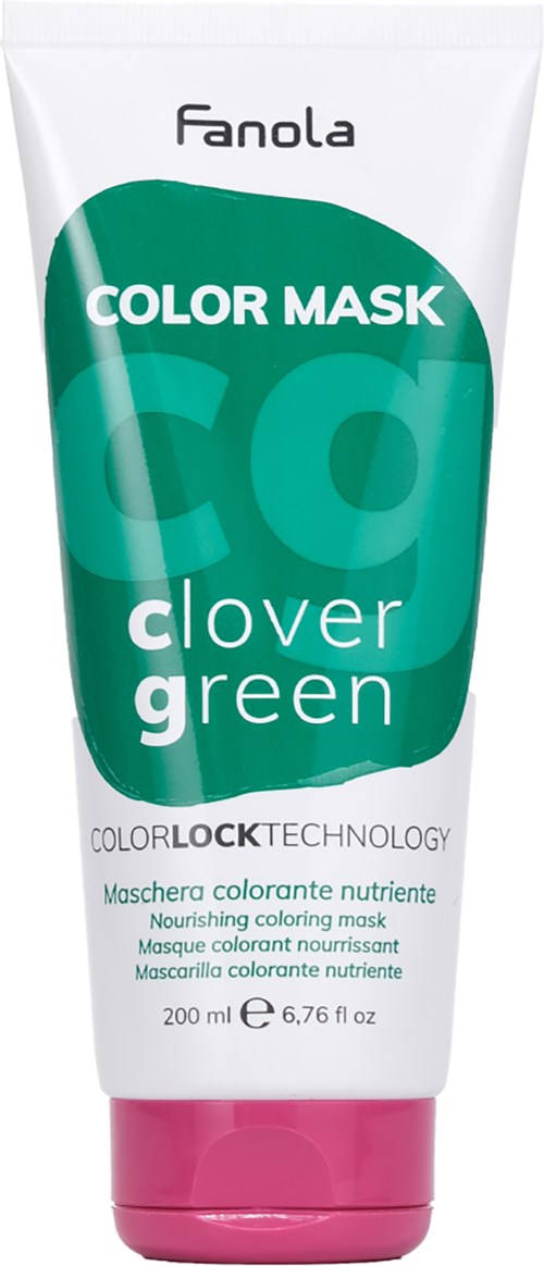Fanola Clover Green värikasvopaketti, jossa vihreä ja pinkki suunnittelu.