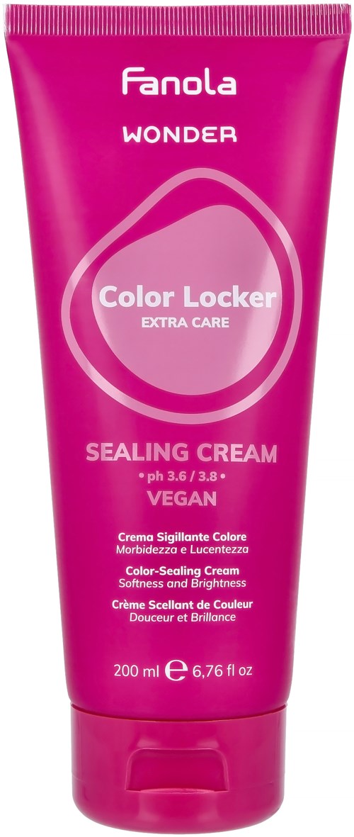 Pink tube of sealing cream for hair color, vegan, with pH 3.6/3.8, 200 ml.