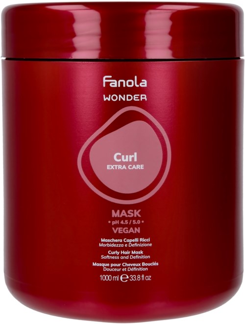 Rødt beger med curl extra care maske, vegansk og mykgjørende, 1000 ml.