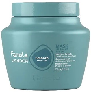 Sininen Fanola Wonder Smooth -rasmatiskaati, jossa tuotetiedot etikasssa.