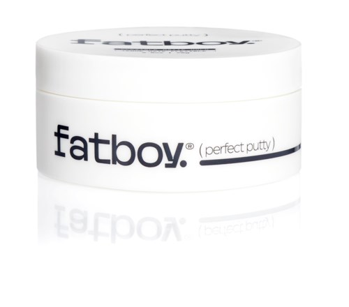 A round white jar labeled 'Fatboy (perfect putty)' for skin or cosmetic use.