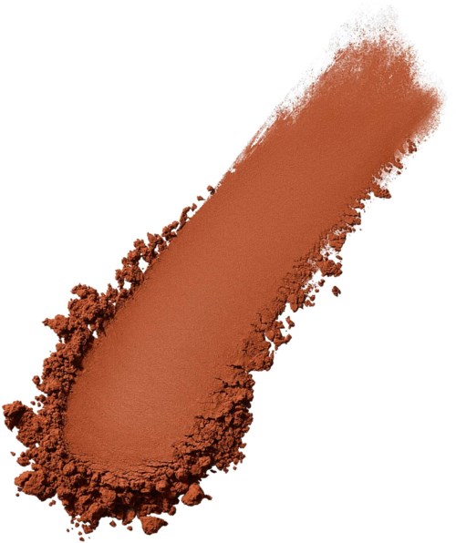A brown makeup blush or powder swatch, smudged diagonally with a soft gradient and textured edges.