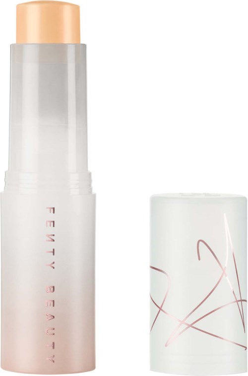 A white skincare bottle with a pinkish cap and a separate white container with abstract pink lines.