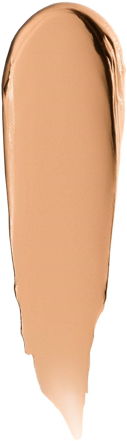 A smear of beige liquid foundation with darker edges on top and bottom.