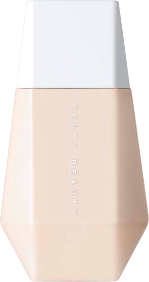 A beige bottle with a white cap, labeled 'FRESH BEAUTY', standing upright against a white background.