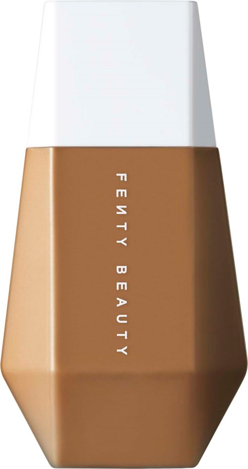 A bottle with a white cap and beige body, labeled "FENTY BEAUTY" vertically.