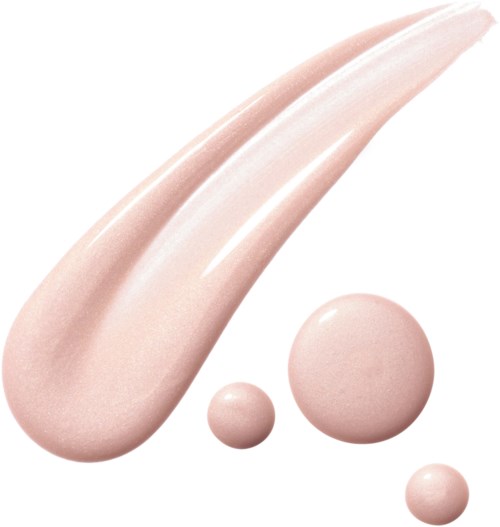 Three pinkish cream or lotion blobs and streak on a white background.