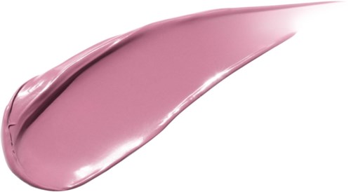 Ett tjockt rosa flytande smet med glänsande, slät textur, som breder ut sig diagonalt över en vit bakgrund.